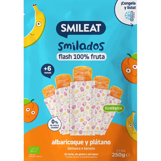 SMILADO abricot et banane bio, glace flash pour enfants 100 % fruits SMILEAT