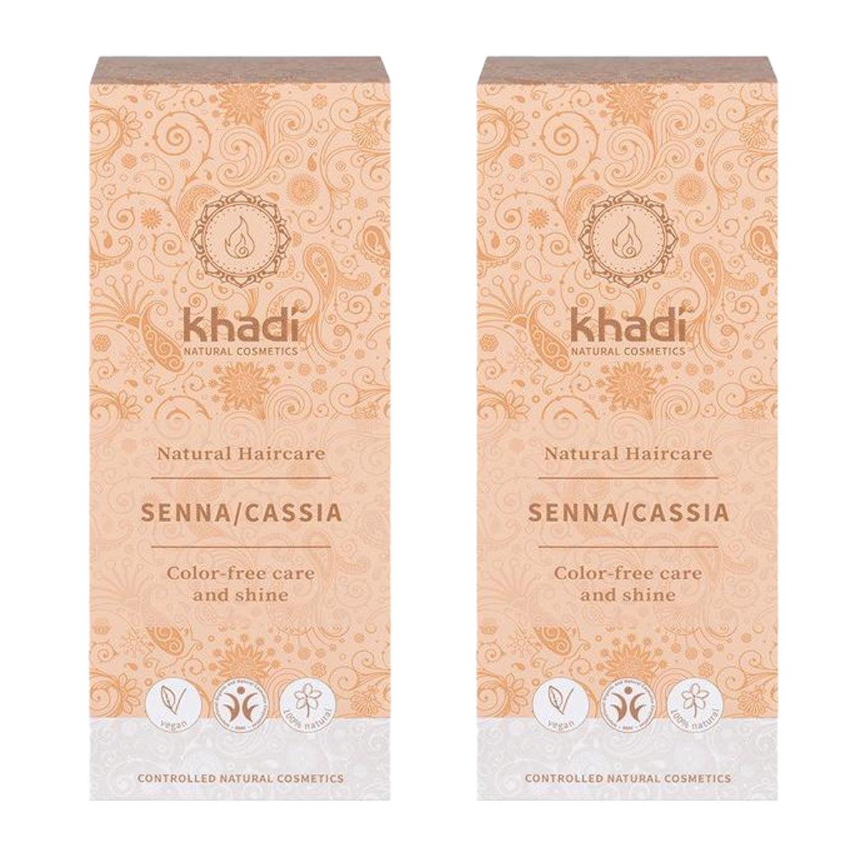 Pack of 2x 100% natural neutral cassia henna, Khadi, 100 g