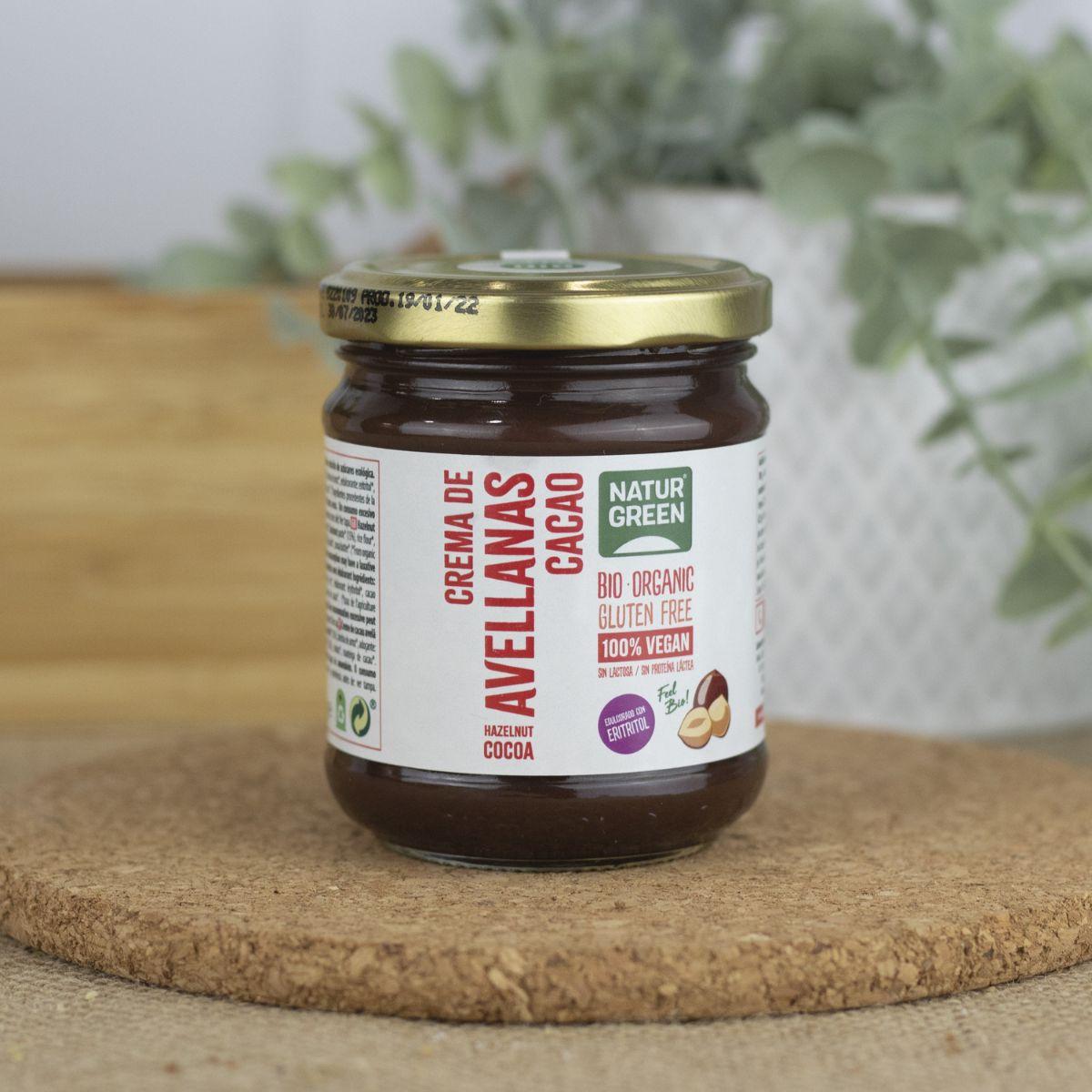 Hazelnoot- en cacaocrème met verlaagd suikergehalte Naturgreen 200 g