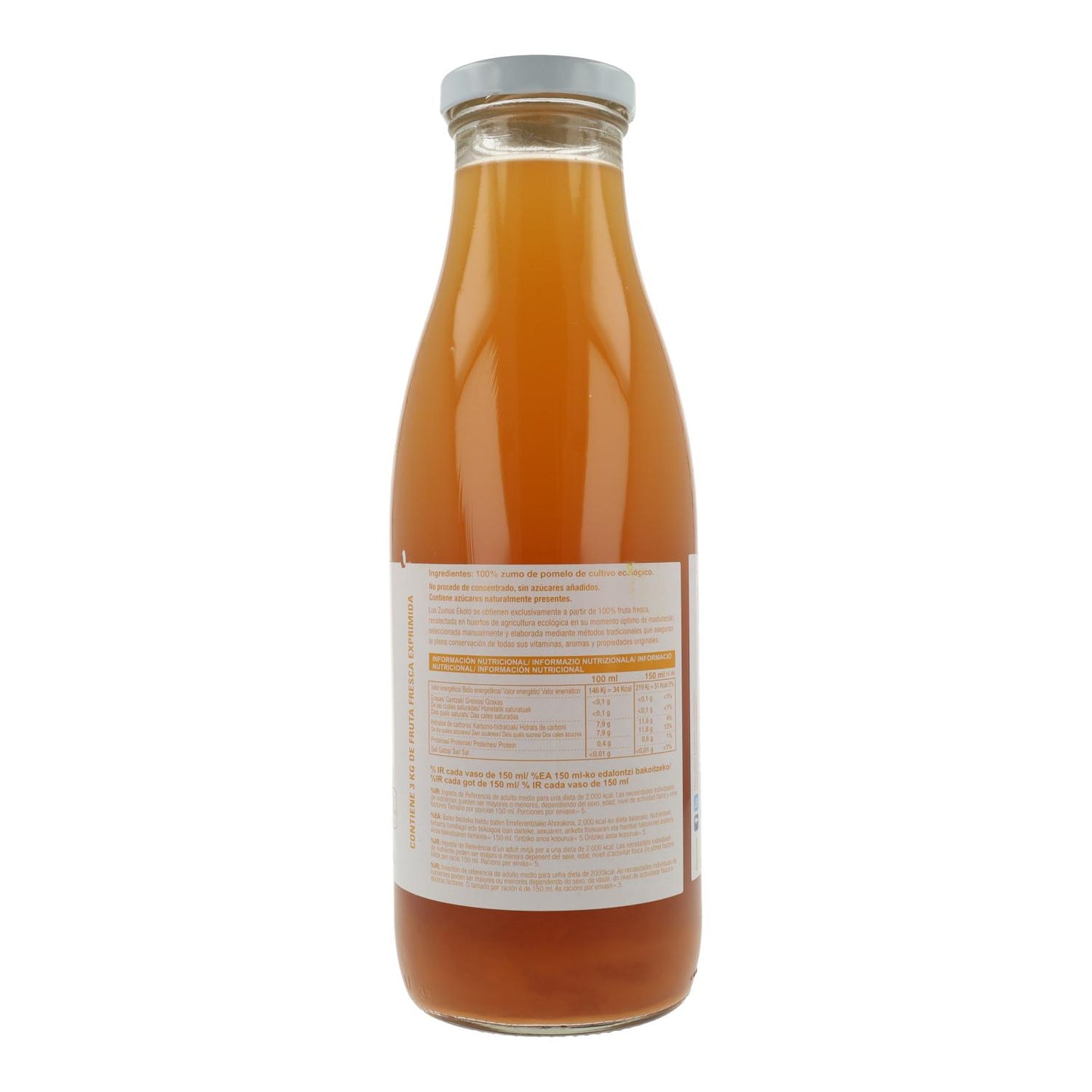 Jus de pamplemousse bio 100 % fraîchement pressé ékolo 750 ml