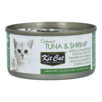 Kit Cat Dosenaufsatz – Thunfisch & Garnelen 80 g Nassfutter für Katzen in Gelatine