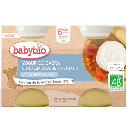 Yogur de Leche de Cabra con Albaricoque y Plátano Ecológica Babybio 2x130gr