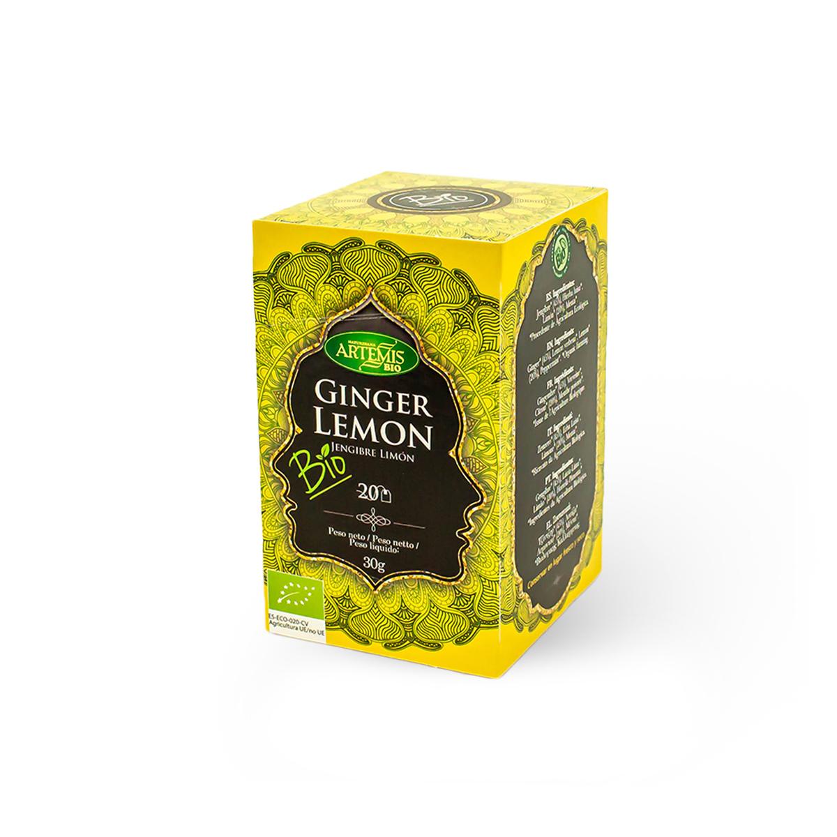Infusion gingembre et citron Artemis Bio, 20 sachets de thé