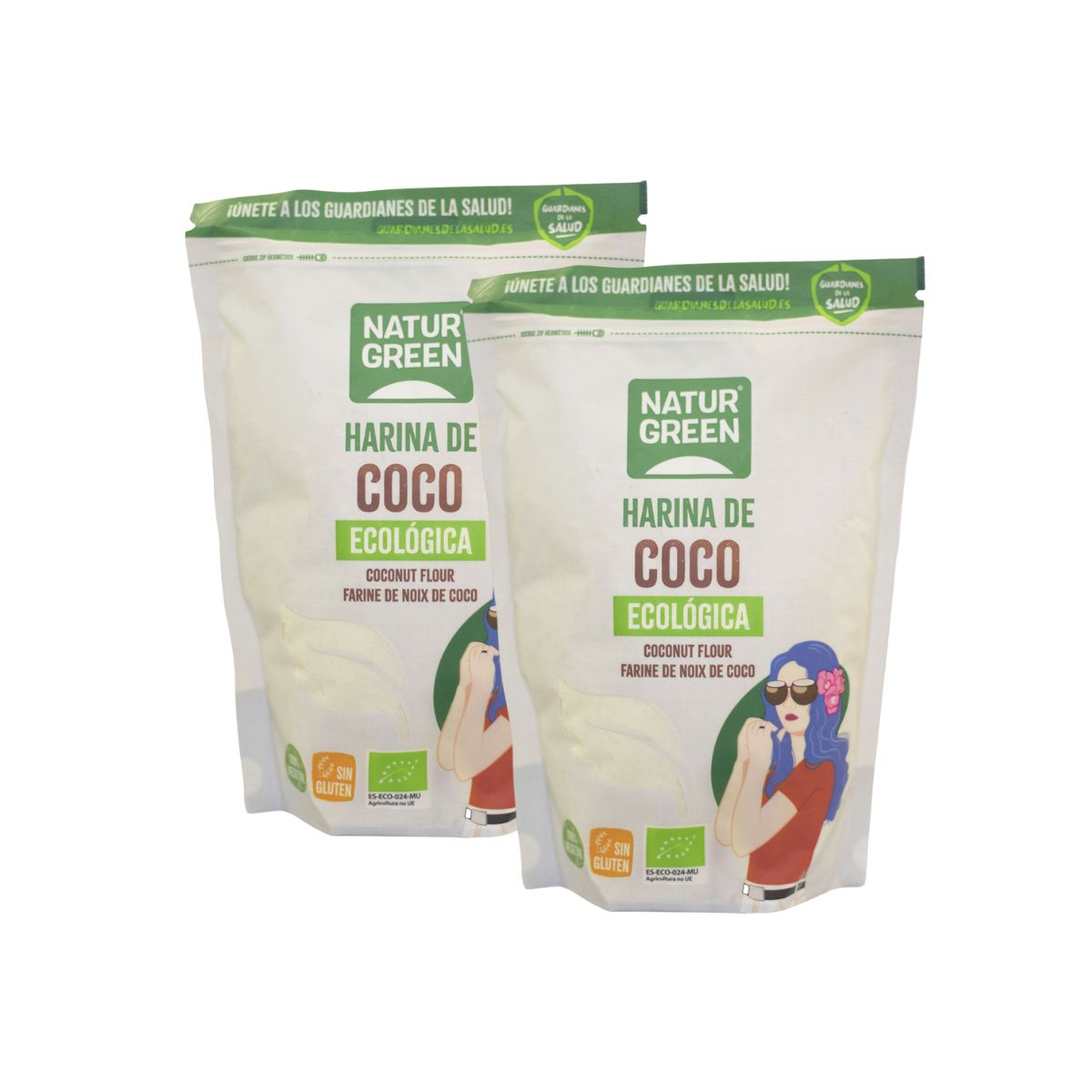 Confezione da 2 farine di cocco biologiche senza glutine NaturGreen 500 g
