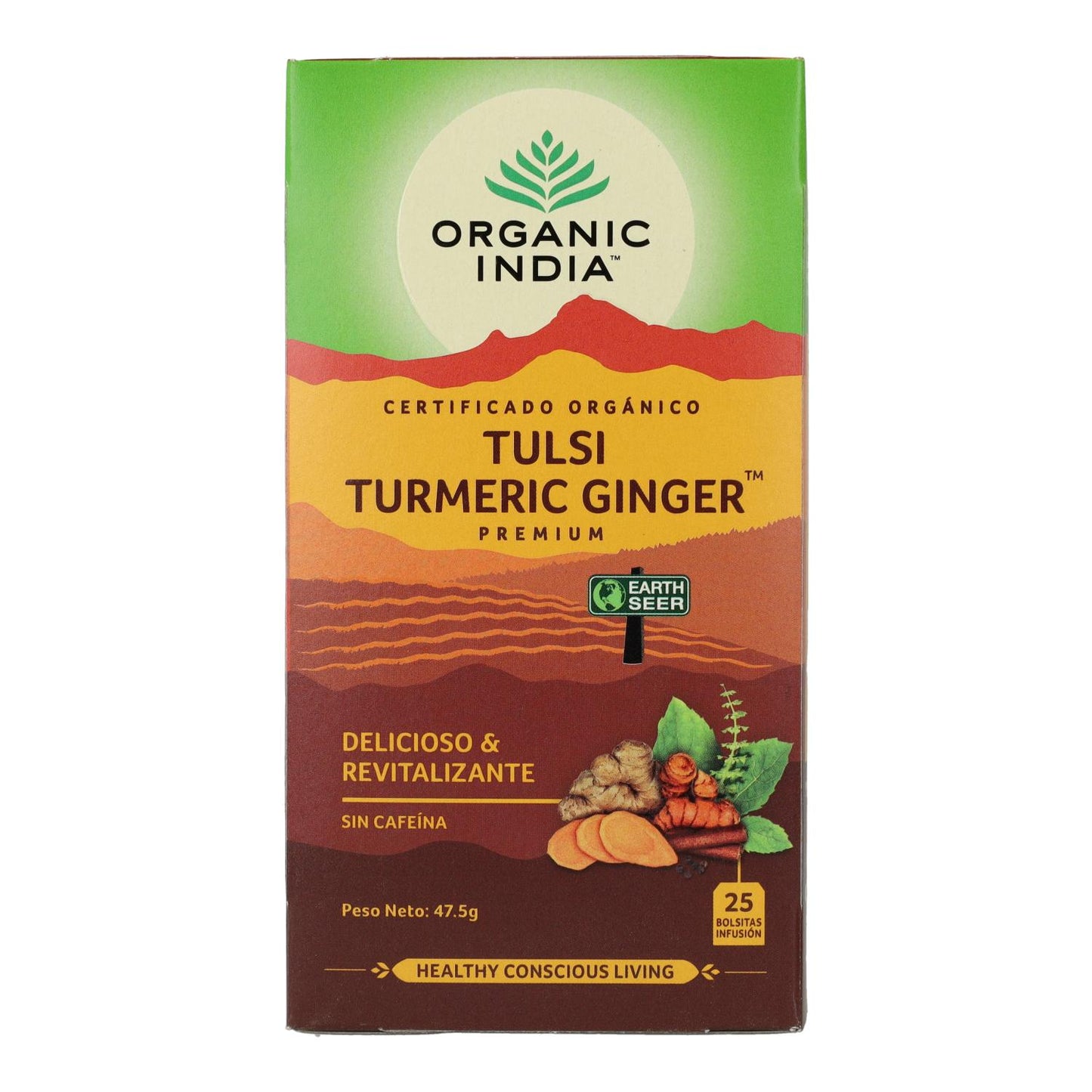 Tulsi, curcuma et gingembre bio d'Inde, 25 sachets