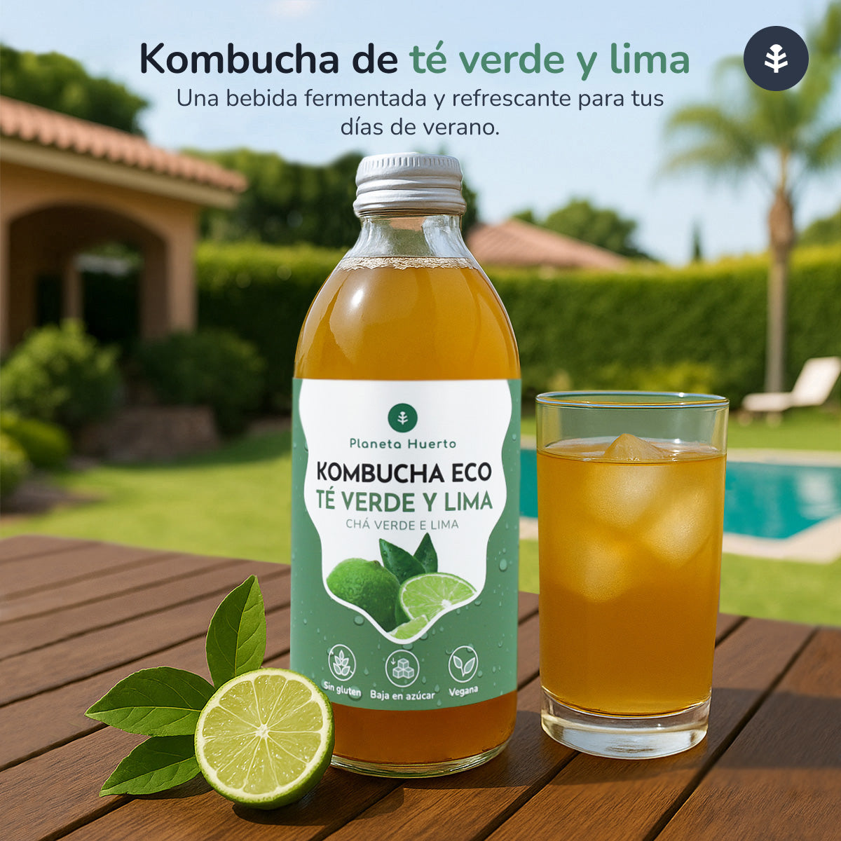 Zestaw 12 sztuk Kombucha ECO zielona herbata i limonka Planeta Huerto 330 ml