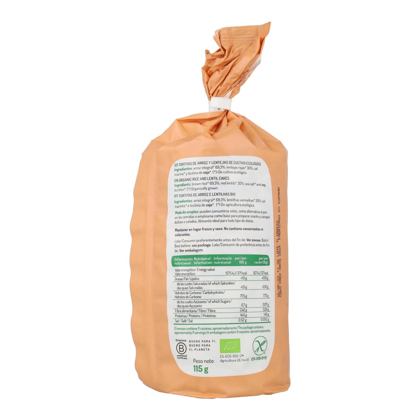 Glutenfreie Bio-Reis-Linsen-Fladen El Granero, 115 g