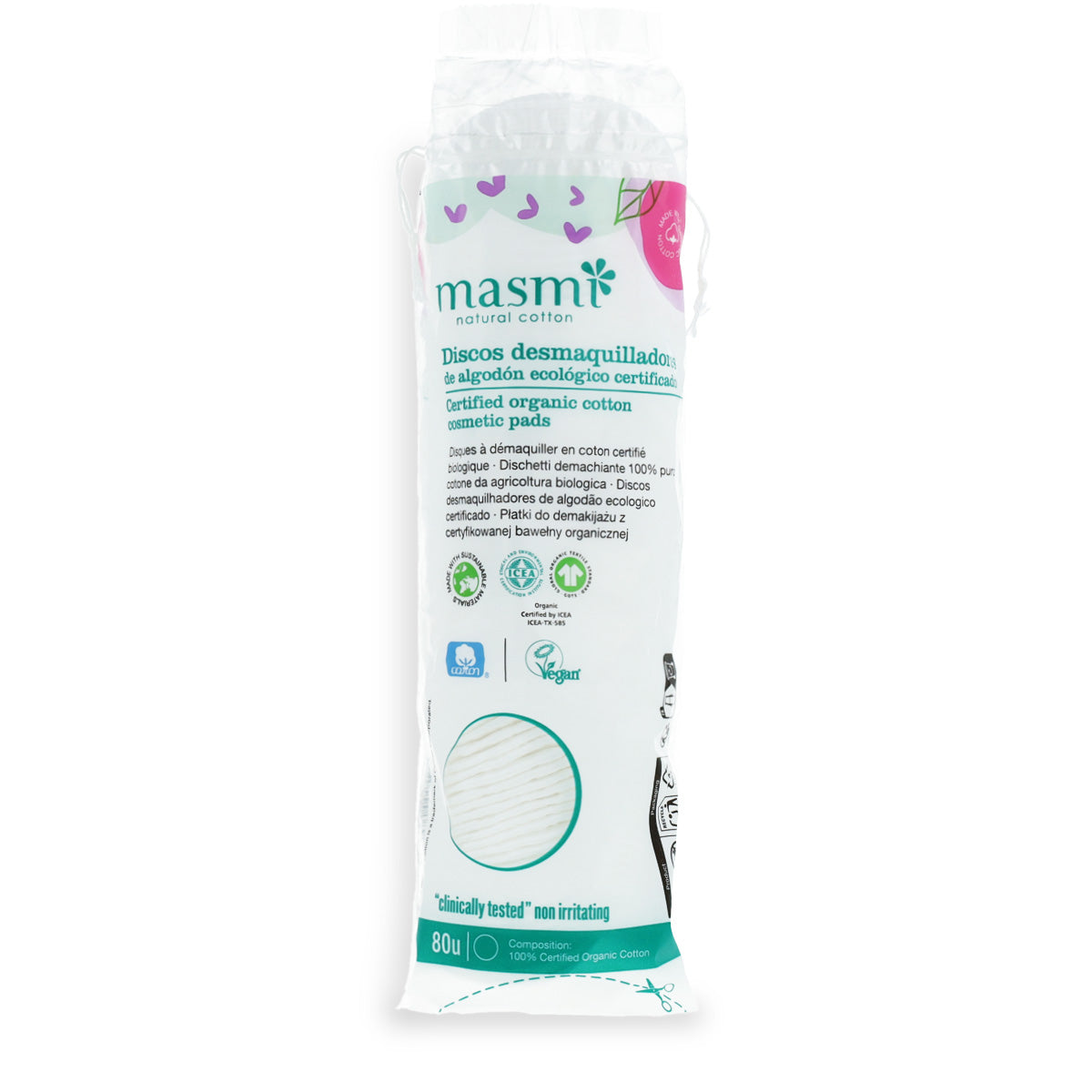 ECO Masmi cotton make-up remover pads, 80 units