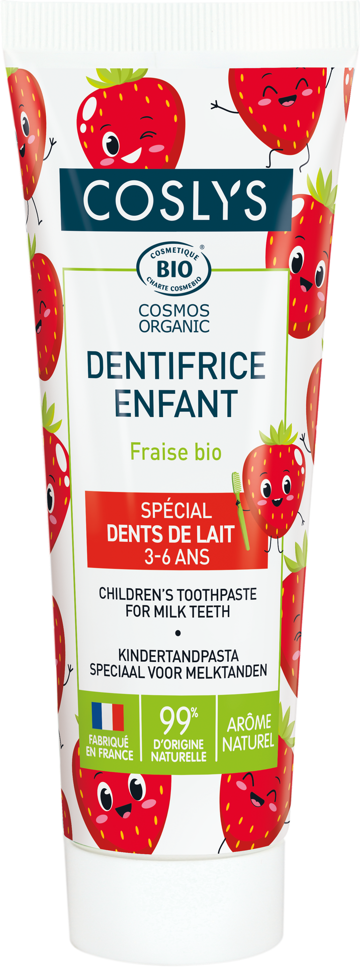 Dentifricio per bambini alla fragola biologico Coslys 75 ml