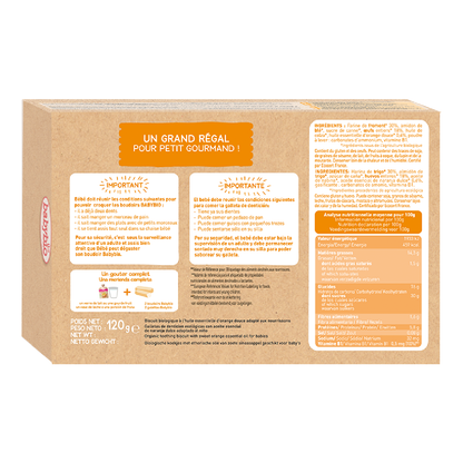 Bio-Zahnungskekse mit Orangengeschmack für Babys Babybio 120 g