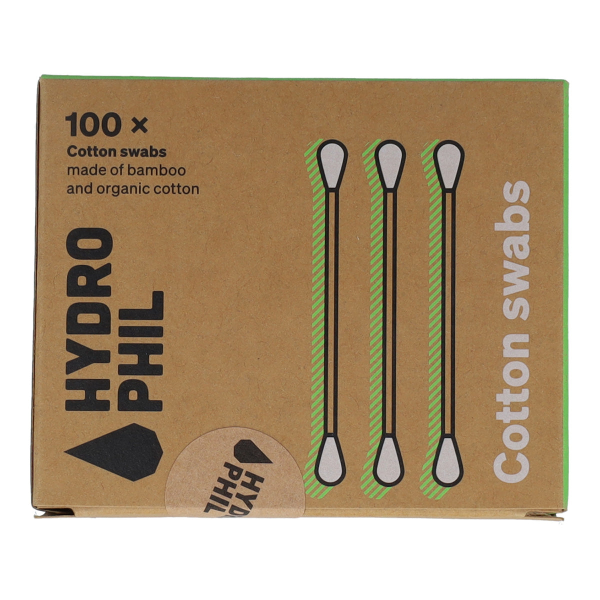 Bastoncini per le orecchie in bambù e cotone biologico Hydrophil, 100 pz