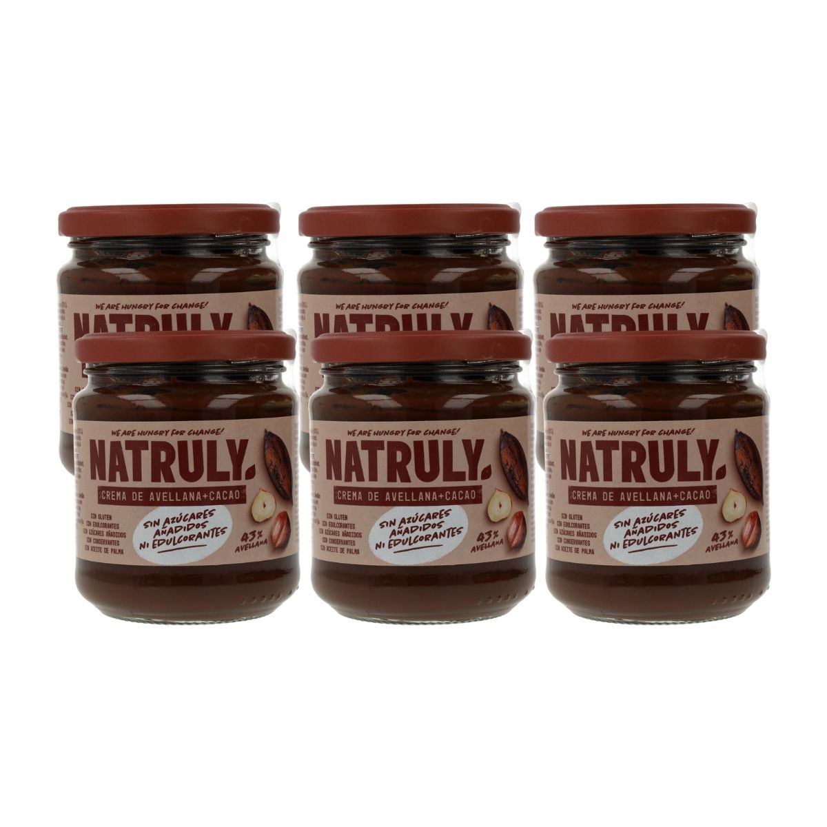 6er-Pack Natruly Kakao- und Haselnusscreme 285 g