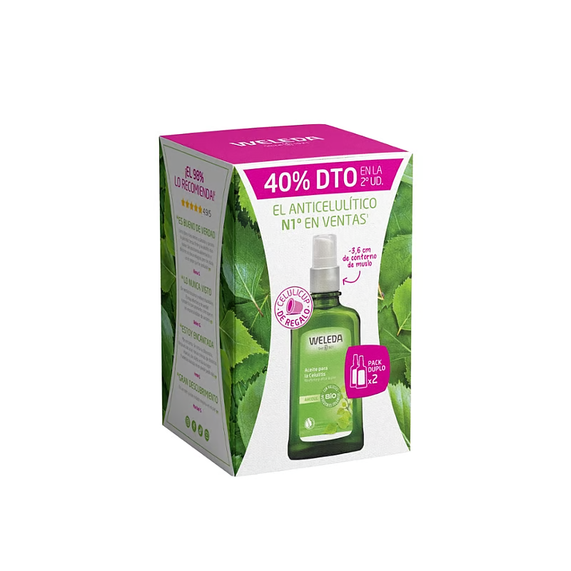 Doble Pack Abedul aceite anticelulítico 2x100 ml + REGALO Celulicup Weleda