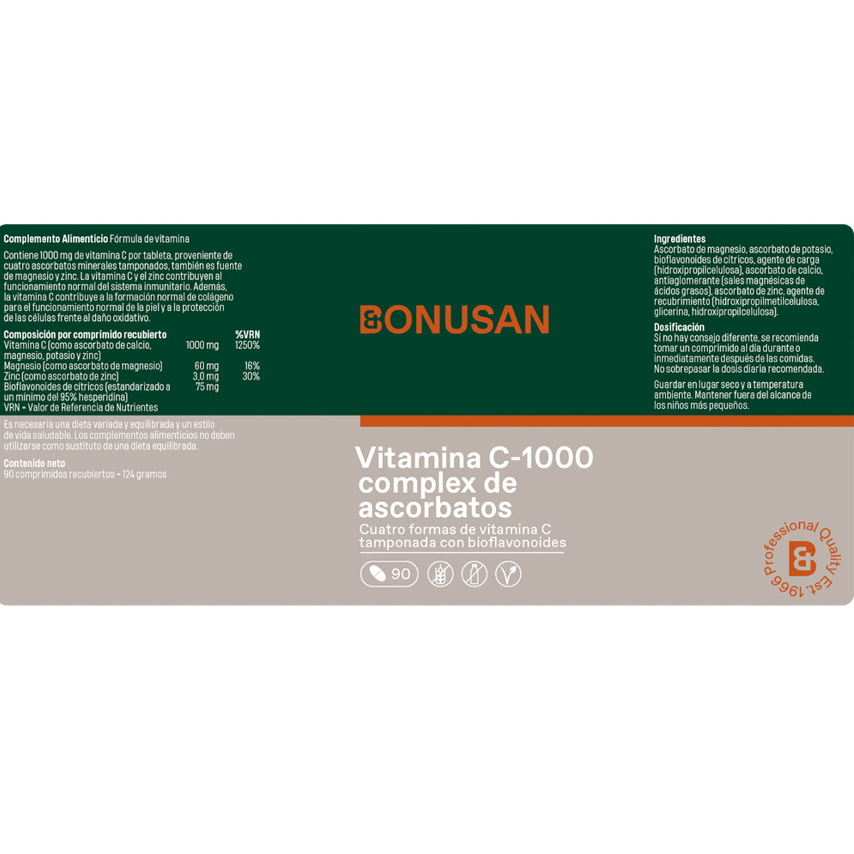 Complexe de vitamine C-1000 d'ascorbates, Bonusan 30