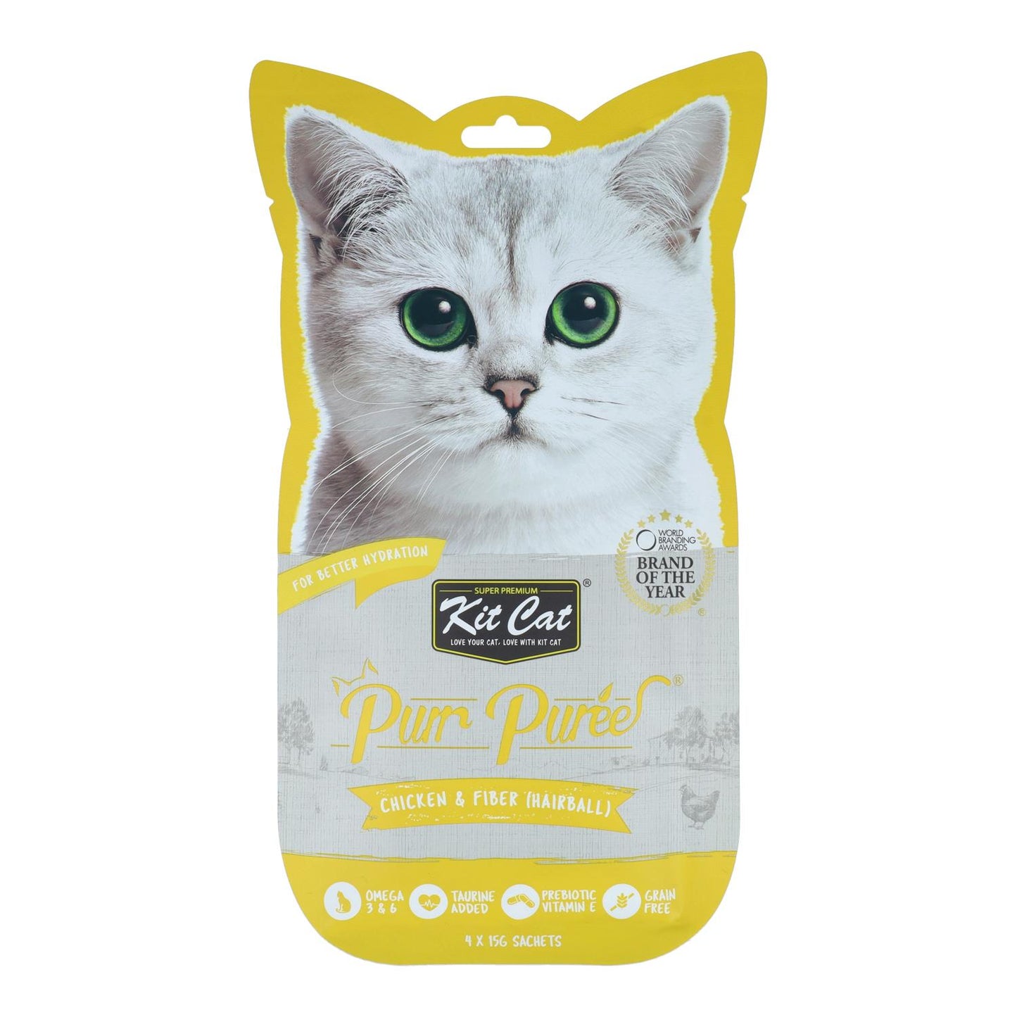 Kit Cat PurrPuree - Pollo e fibre 60 g Snack cremoso per gatti