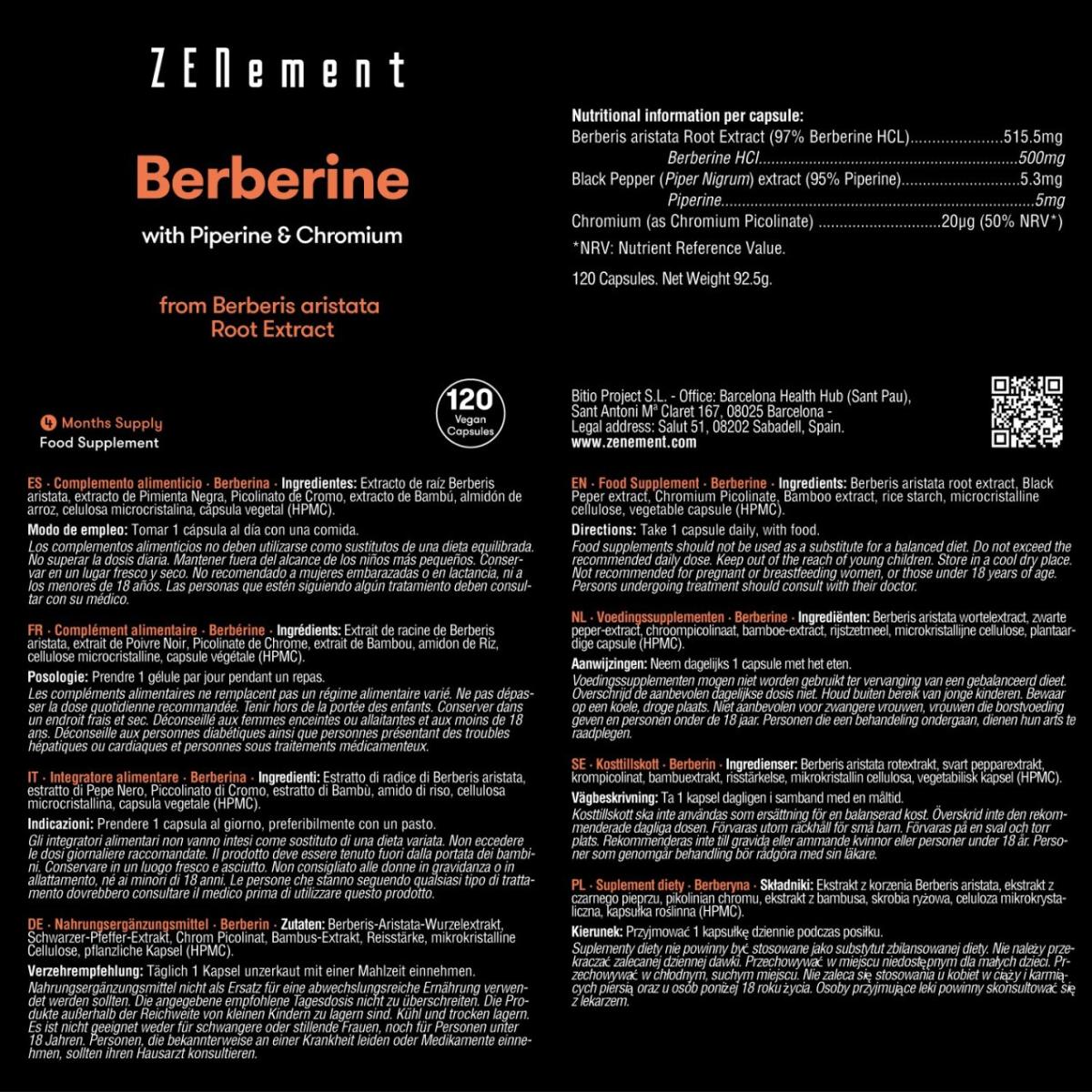 Berberyna 500 mg Zenement, 120 tabletek
