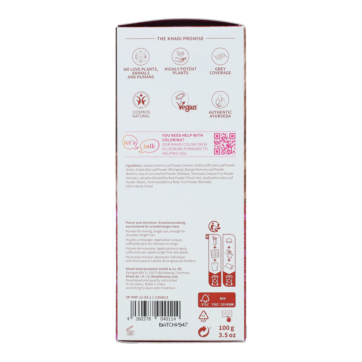 Naturlig henna Amla och Jatropha, Khadi, 100 g