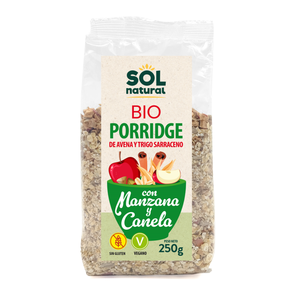 Buchweizen-Porridge mit Apfel und Zimt BIO Sol Natural 250 g