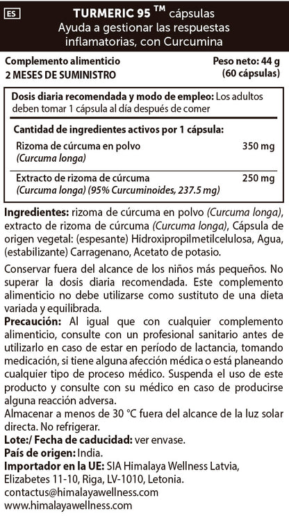 Curcuma Turmeric Organic, Himalaya, 60 gélules