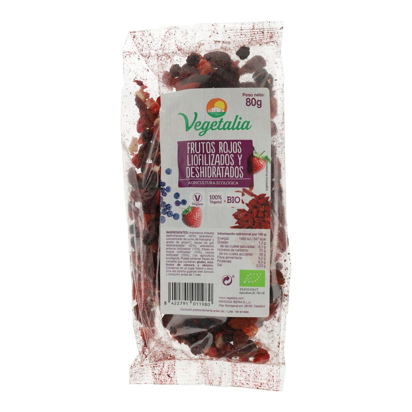 Mix gevriesdroogde rode vruchten Bio 80 g Vegetalia