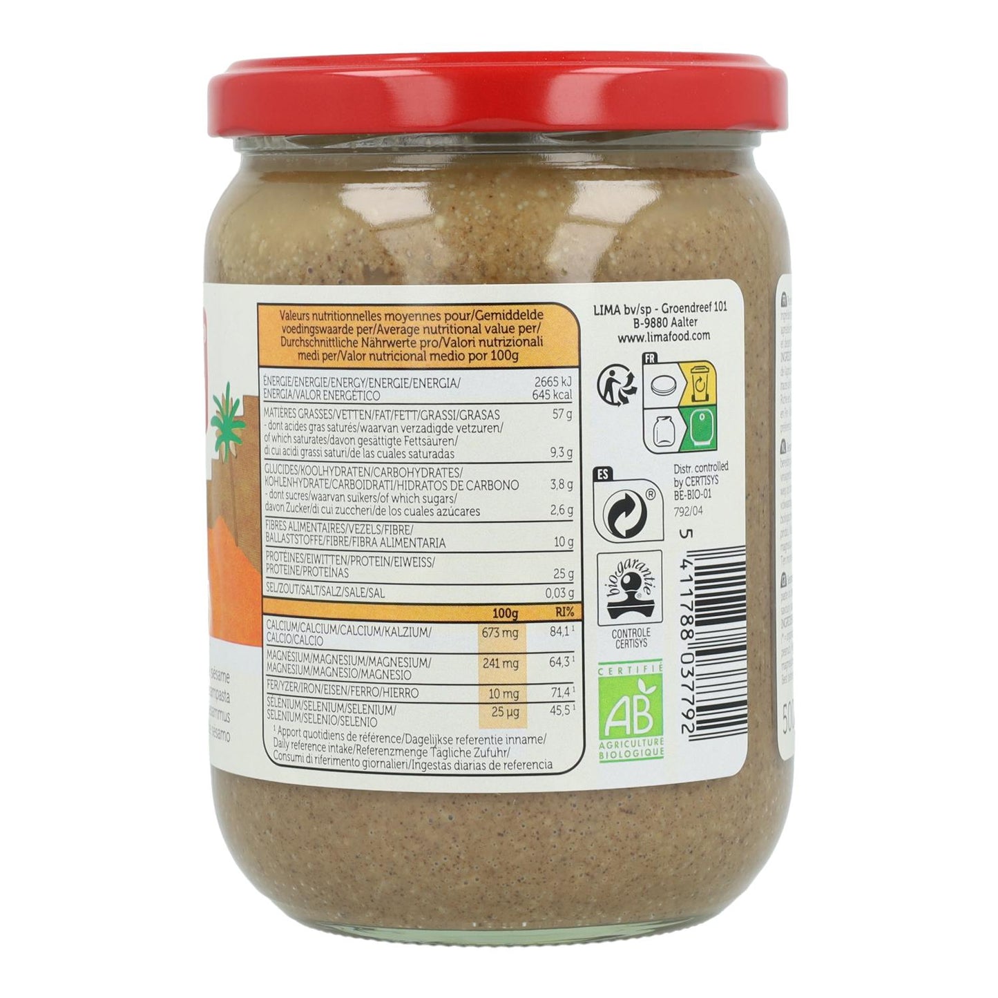 Tahini sans sel, bio, citron vert, 500 g