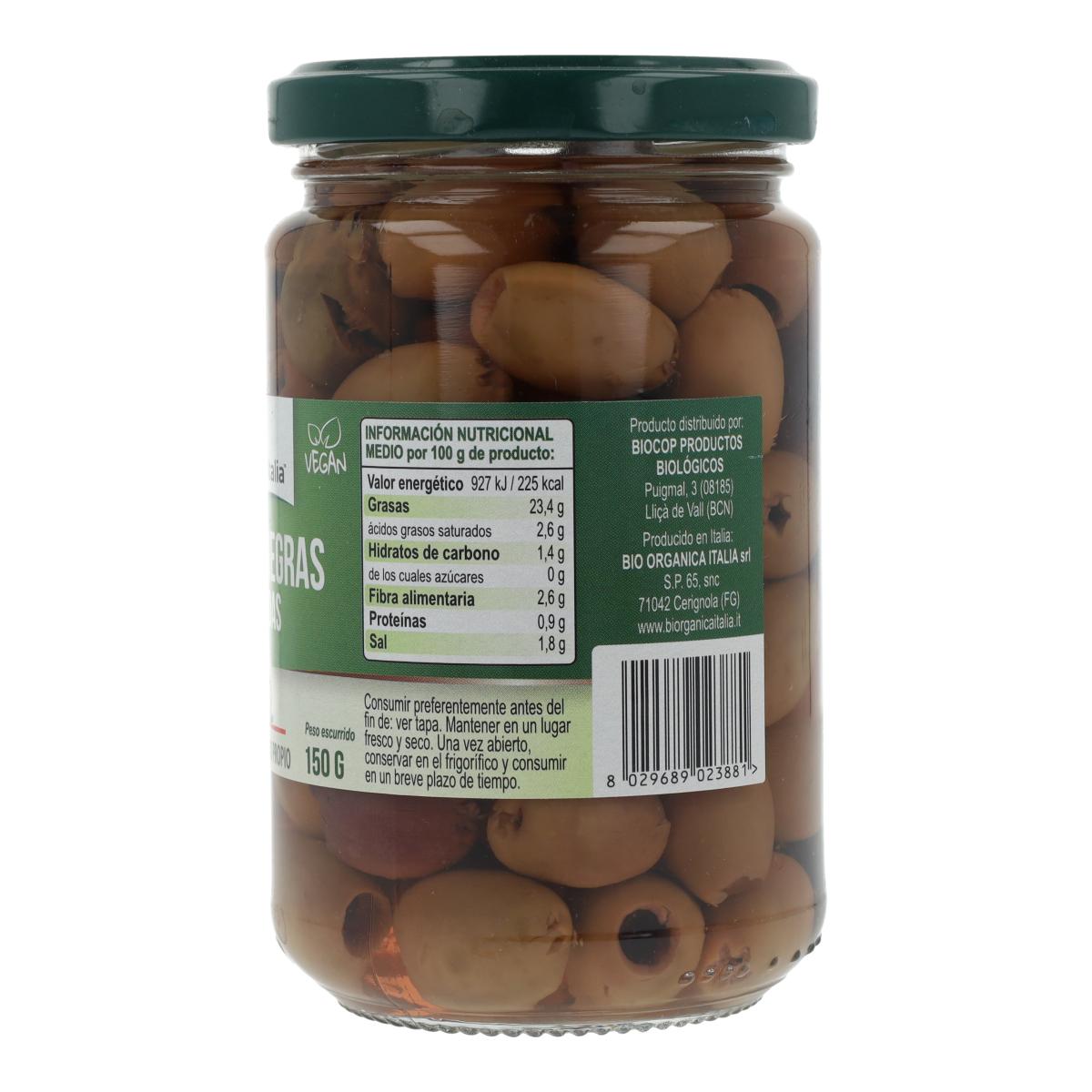 Olives noires dénoyautées bio Demeter Organic Italie 280 g