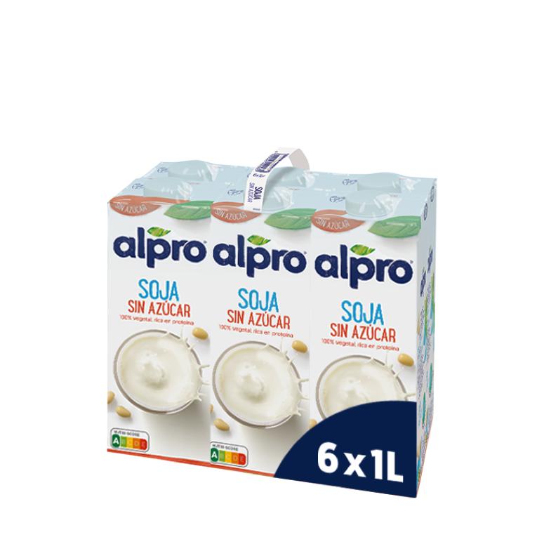 Confezione da 6 bottiglie di bevanda di soia senza zuccheri Alpro 1 litro