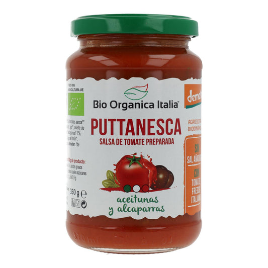 Tomaten saus Puttanesca met olijven en kappertjes Bio Demeter Organica Italia 325 ml
