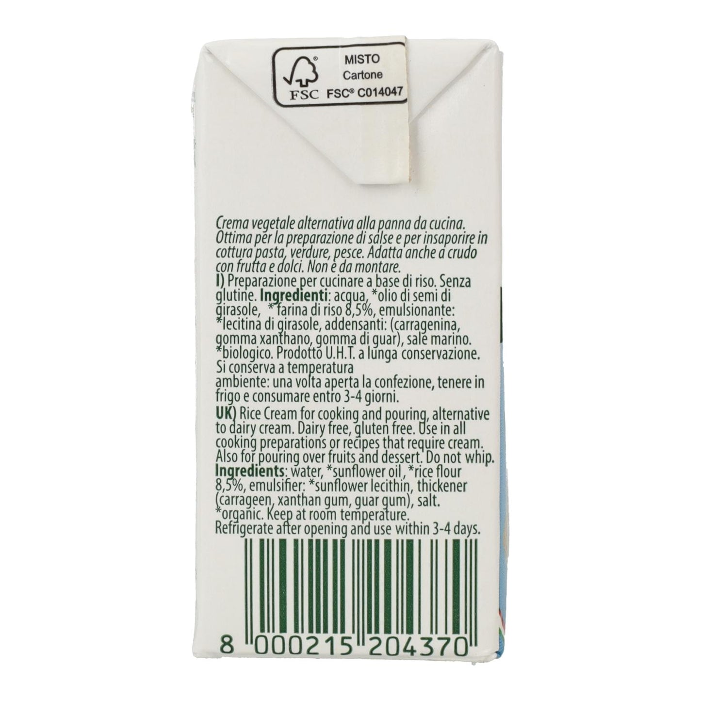 Vitariz Organic Liquid Rice Cream for Cooking 200 ml