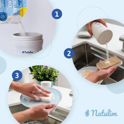 Afwaspoeder voor de hand Pack (bus + navulling) citroen Natulim