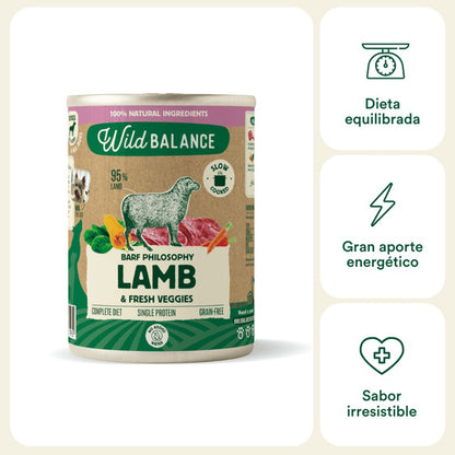 Compleet BARF-menu met lamsvlees voor honden, Wild Balance, 400 g