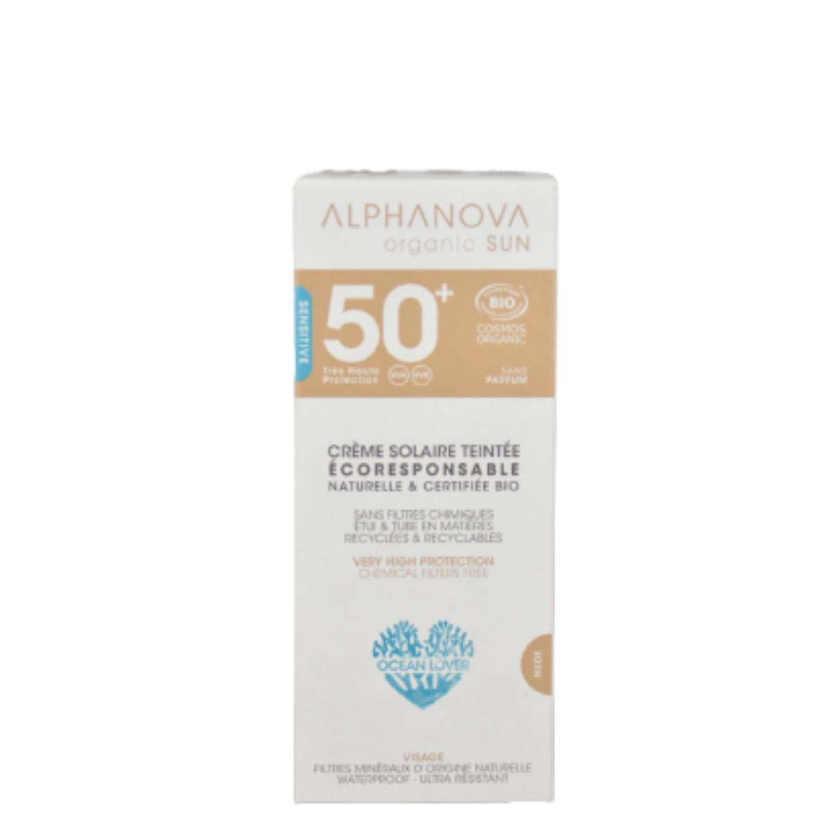 Crema solare viso SPF50+ ipoallergenica Alphanova 50 g. Bio