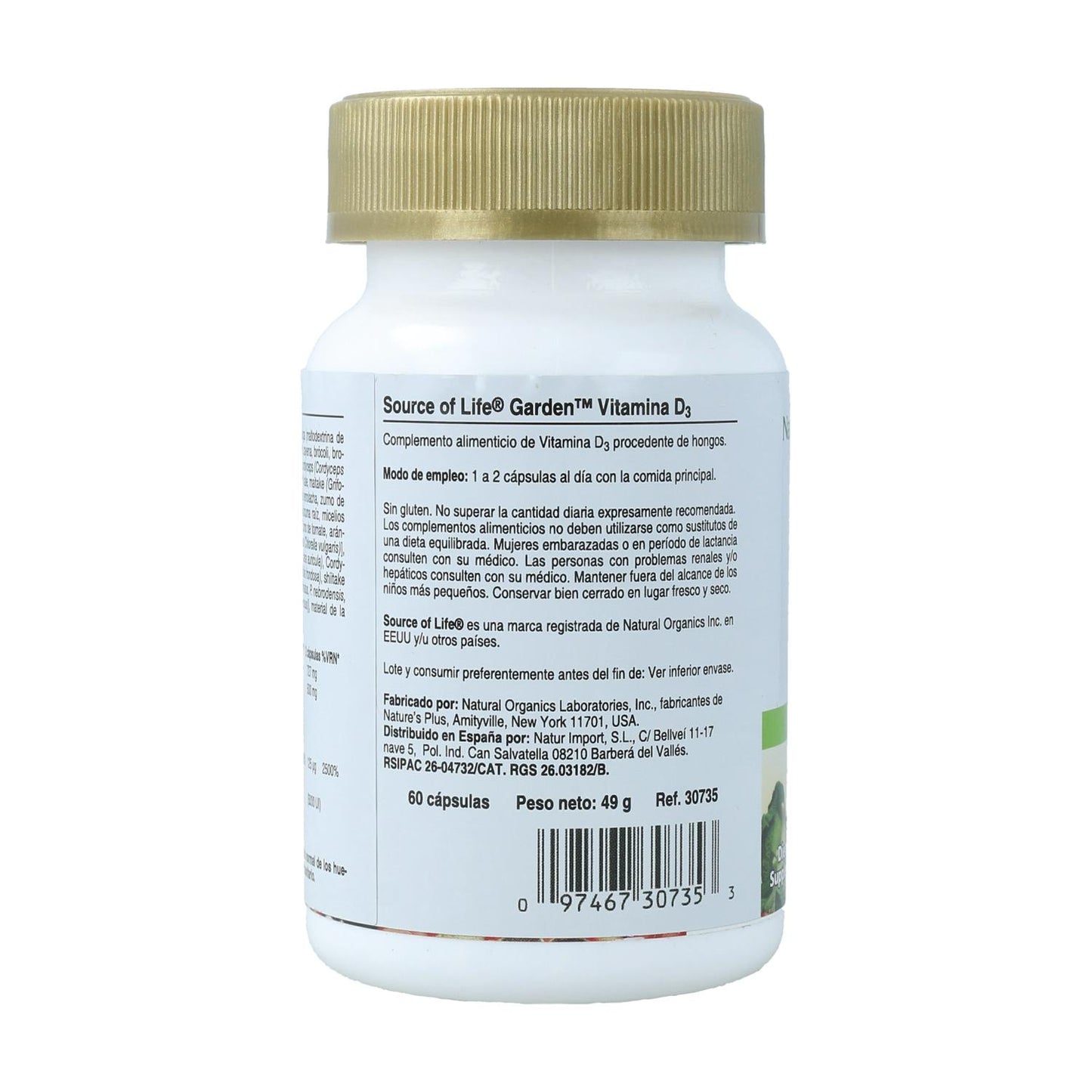 Vitamine D3 Garden Nature's Plus, 60 comprimés