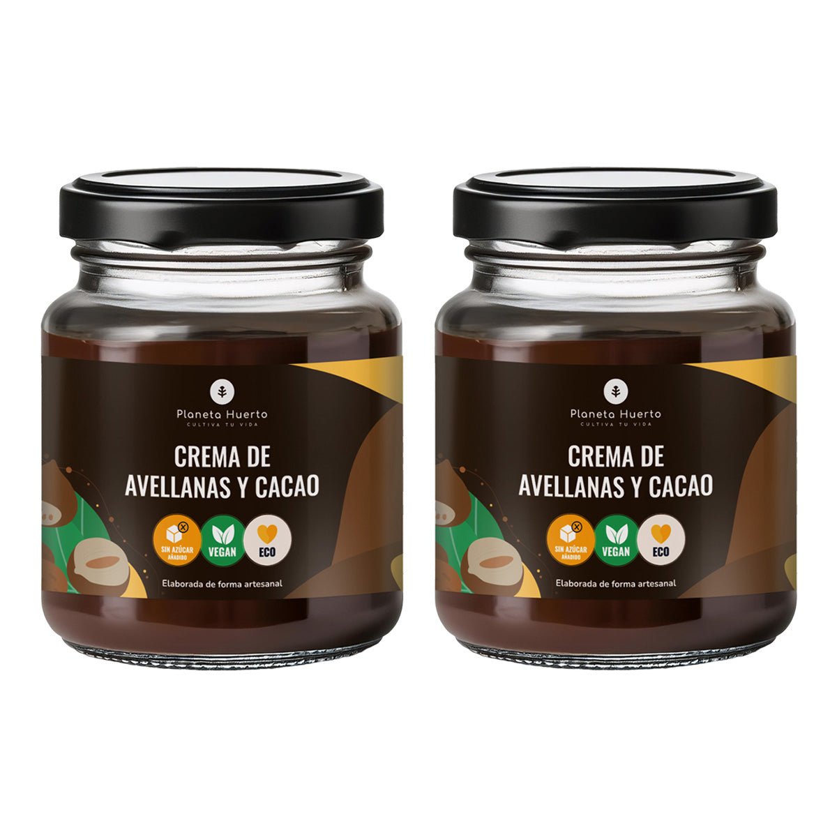 2er-Pack Haselnuss-Kakao-Creme ohne Zuckerzusatz ECO Planeta Huerto 230 g