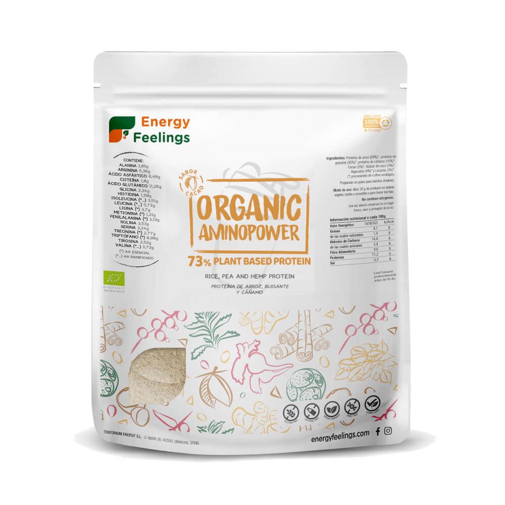 Organic Aminopower veganskt protein 73 % kakao Energy Feelings 500 g