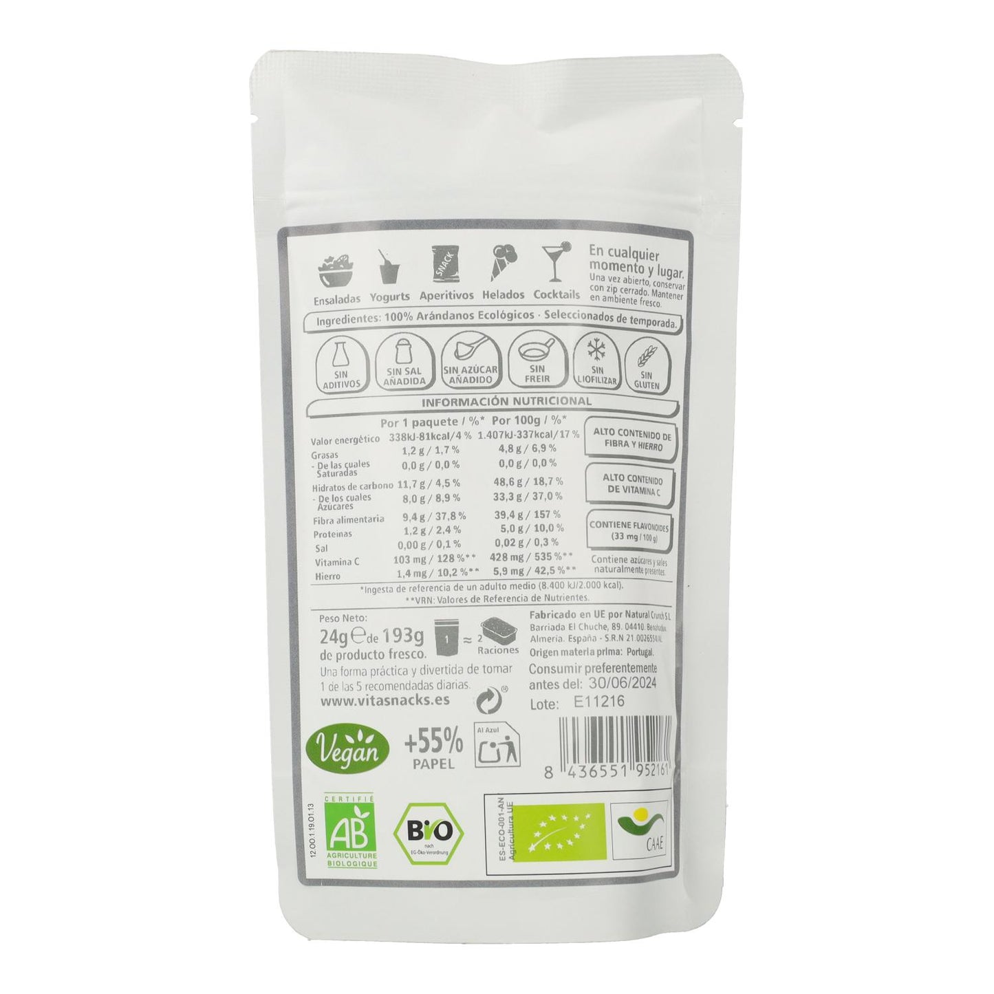 VitaSnack Myrtilles Croquantes 24 g