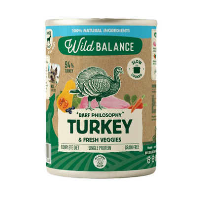 Menu completo BARF di tacchino per cani, Wild Balance, 400 g