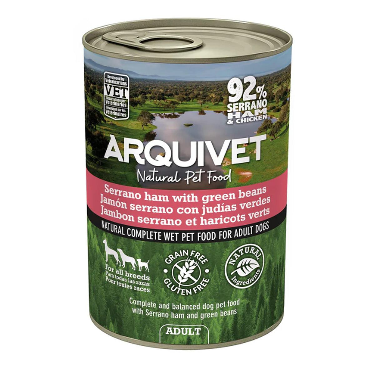 Pâté för hundar med serranoskinka och gröna bönor Arquivet 400 g