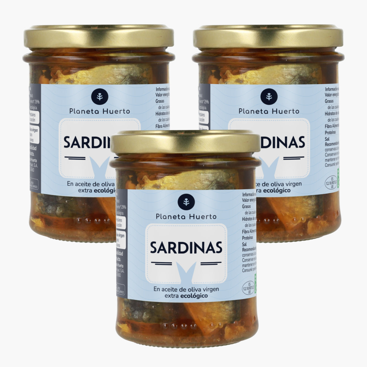 Packung 3x Sardinen in Olivenöl ECO Planeta Huerto 190 gr