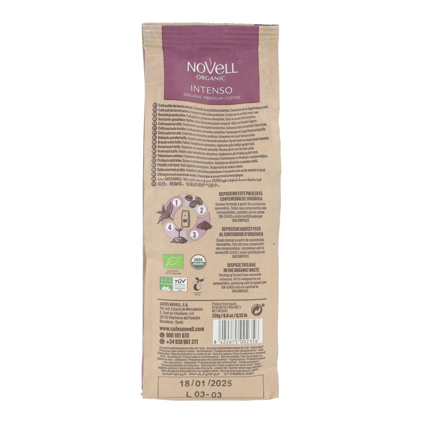 Intenso Organic Ground Coffee 250 g