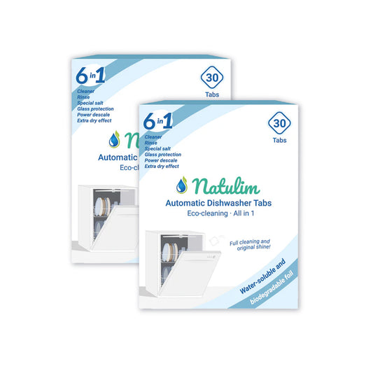Lot de 2 paquets de tablettes lave-vaisselle Eco 6 en 1, Natulim, 30 unités