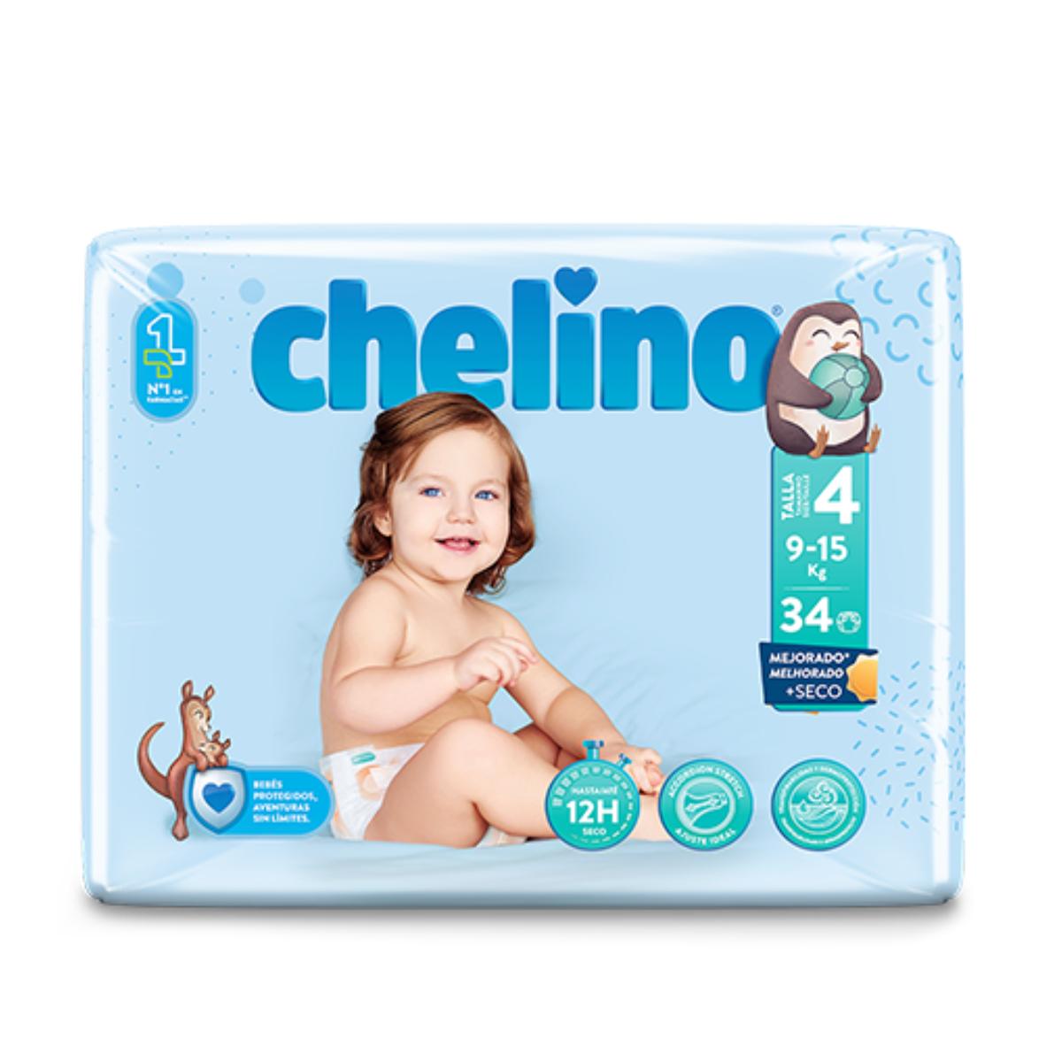 Lot de 6 paquets de couches T4 Gateo (9-15 kg) 34 unités, Chelino