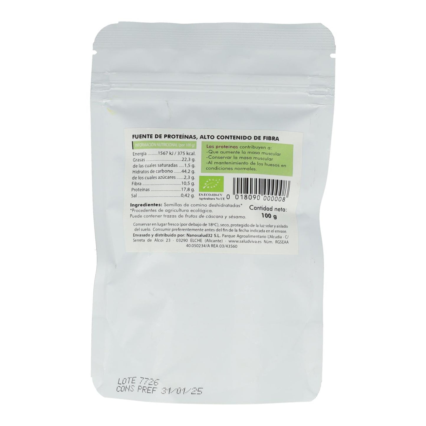 Gemahlene schwarze Kreuzkümmelsamen ECO 100 g, Salud Viva