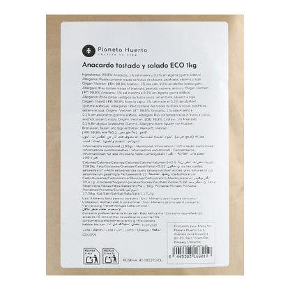 Geroosterde en gezouten cashewnoten ECO Planeta Huerto 1 kg