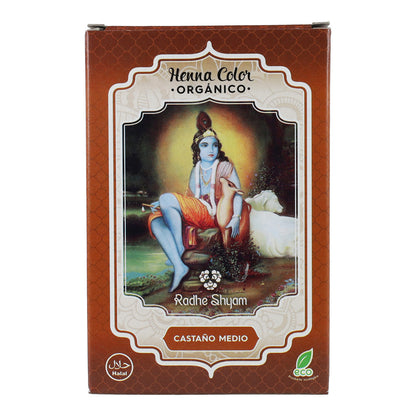 Henna-Haarfärbemittel Mittelbraun in Pulverform Radhe Shyam 100 g