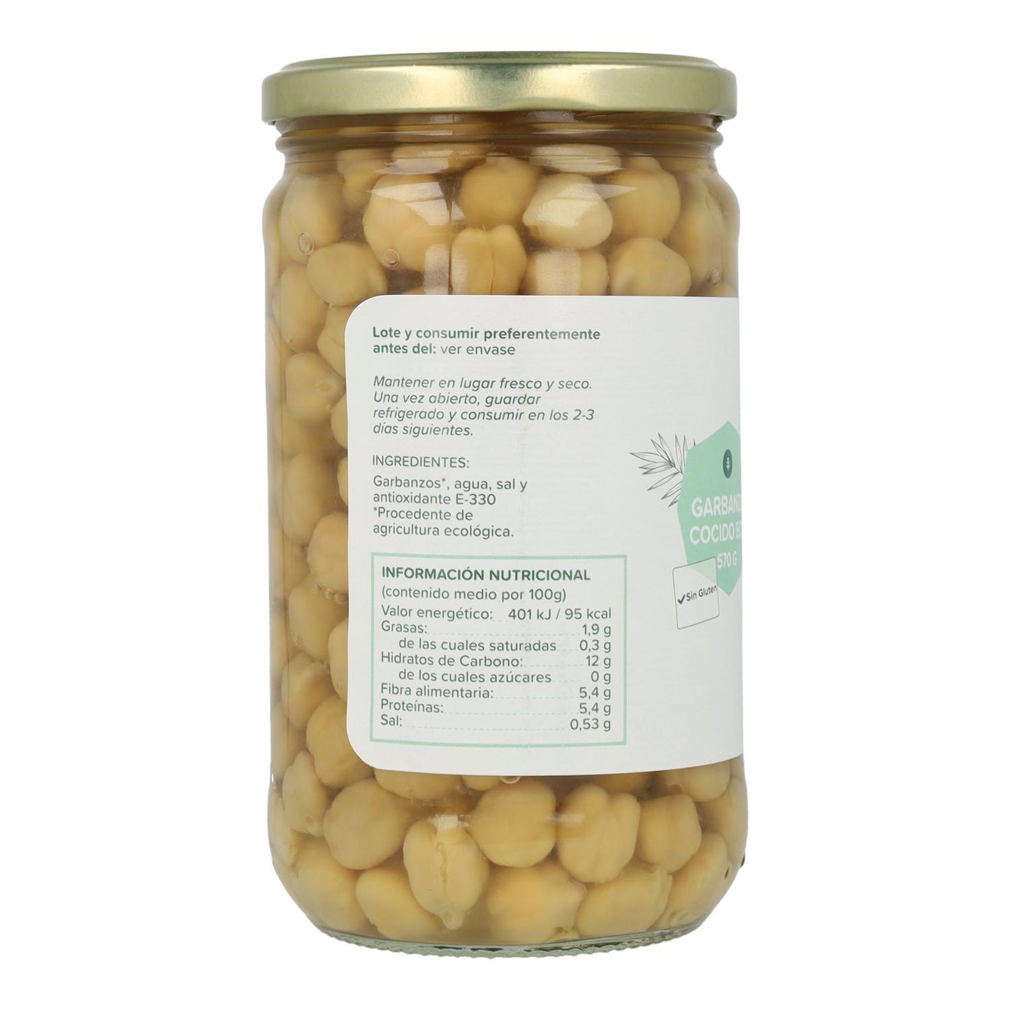 3x Pack 3x Cooked Chickpeas ECO Planeta Huerto 570 g