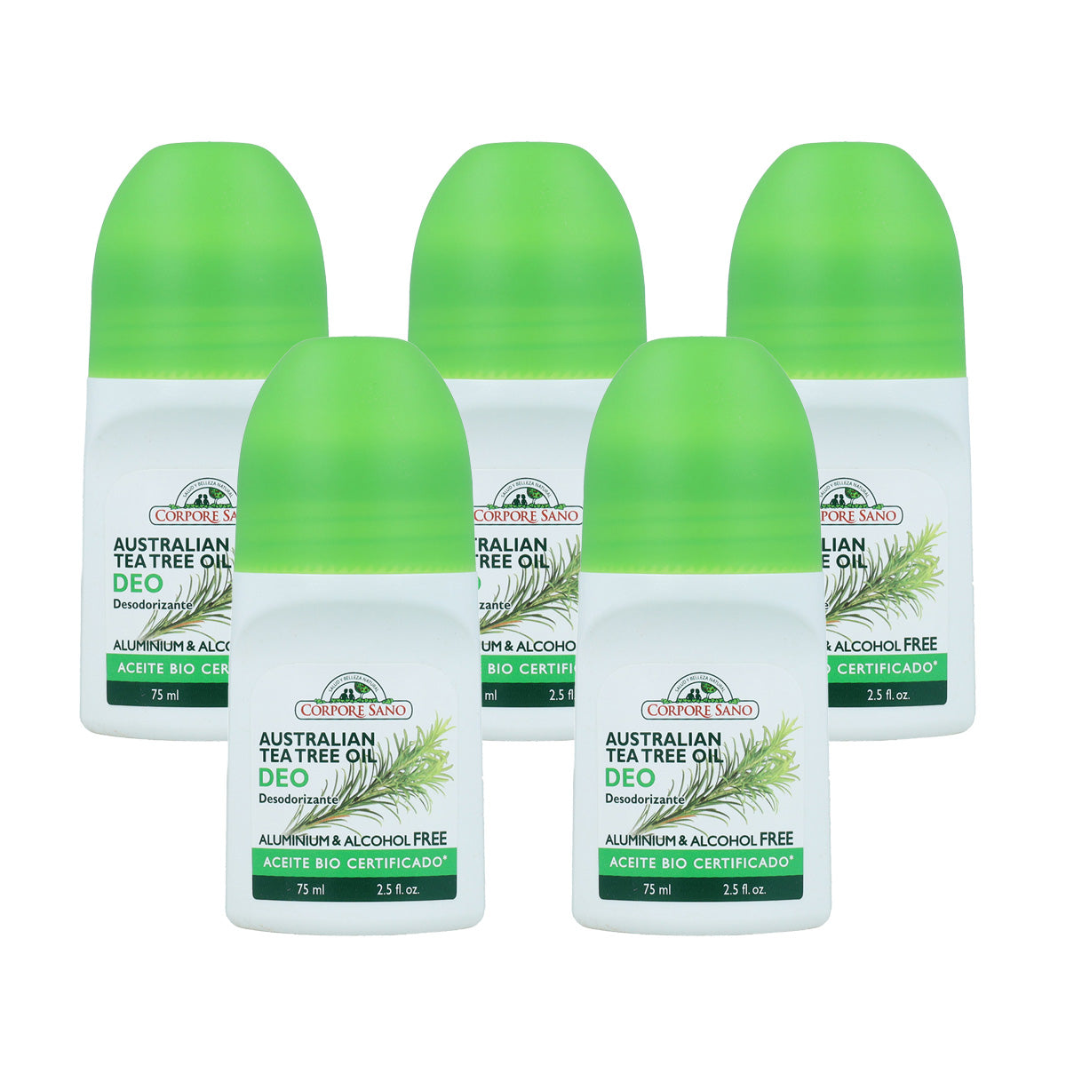 5er-Pack Roll-on-Deodorant Teebaum Corpore Sano 75 ml