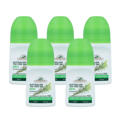 5er-Pack Roll-on-Deodorant Teebaum Corpore Sano 75 ml