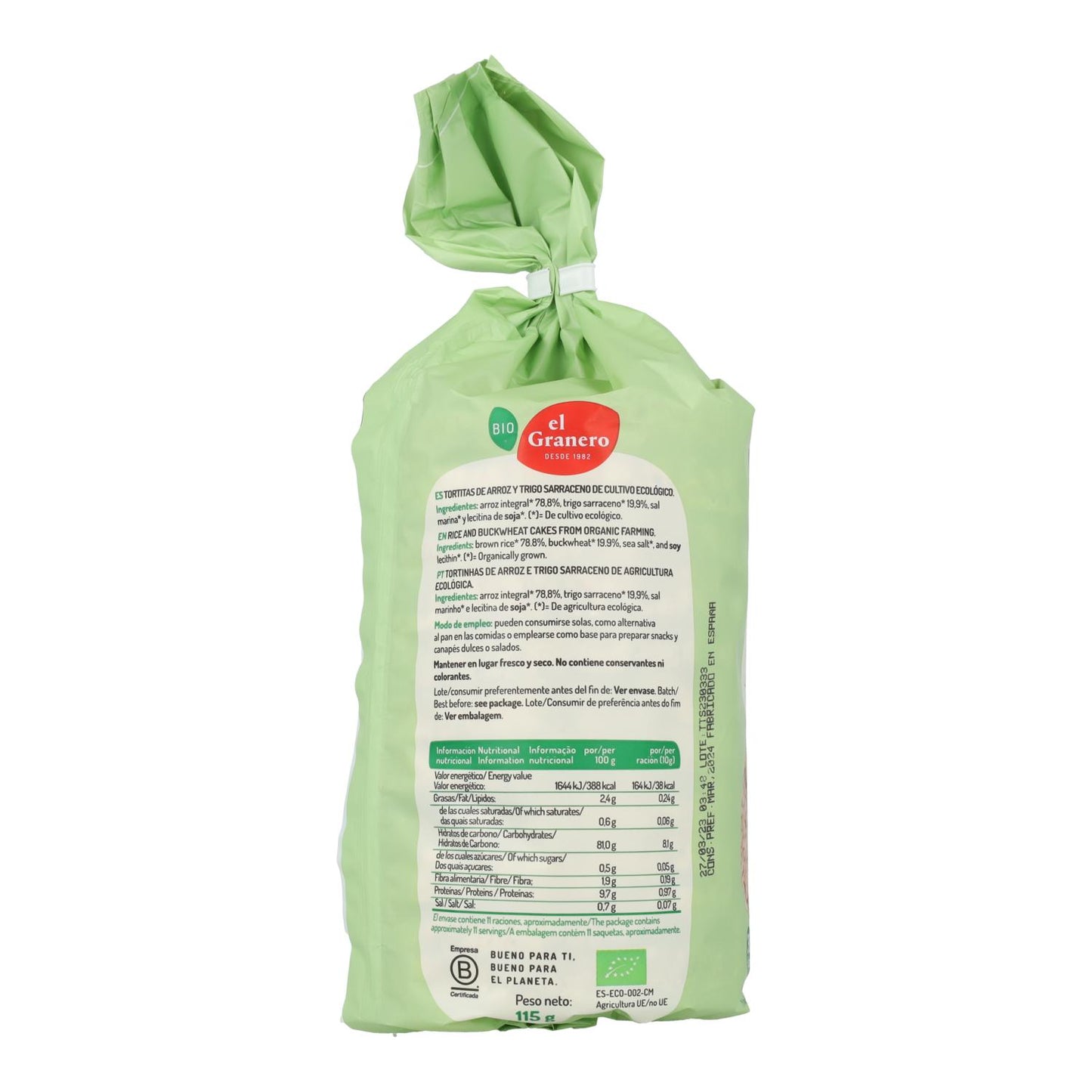 Reis-Buchweizen-Fladen El Granero, 100 g