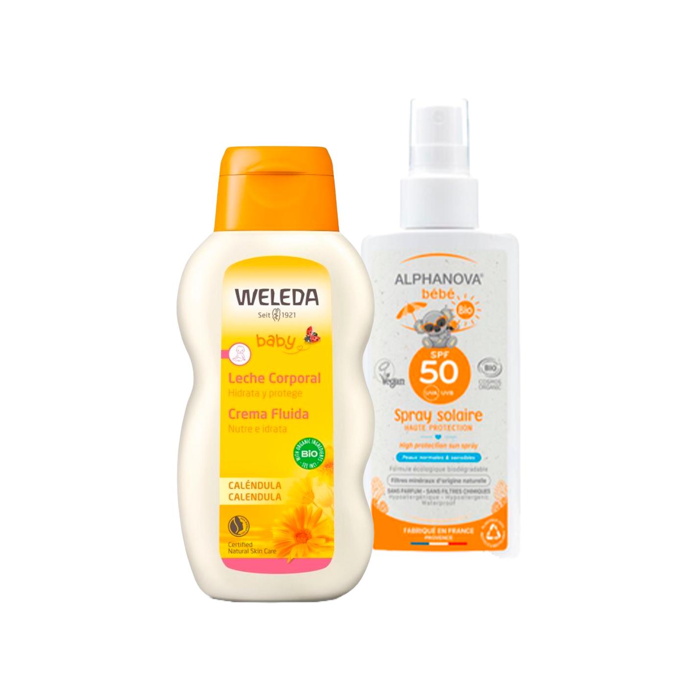 SUMMER PACK  Alphanova Organic Baby Sunscreen SPF 50, 125 ml + Weleda Calendula Body Milk, 200 ml